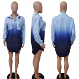 Tie Dye Ombre Fashion Cardigan Long Sleeve Dress Shirt