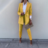 Solid color temperament suit two-piece fashion casual trousers suit