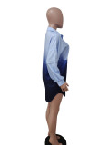 Tie Dye Ombre Fashion Cardigan Long Sleeve Dress Shirt