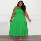Solid Color Sexy Sling Tube Top Swing Skirt Plus Size Women's Dress