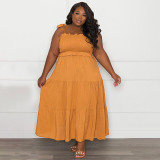 Solid Color Sexy Sling Tube Top Swing Skirt Plus Size Women's Dress