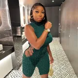 Fashion Round Neck Sleeveless Sexy Tie Cutout Slim Fit Jumpsuit