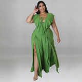 Plus Size Sexy Strapless Backless Solid Color Dress
