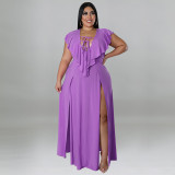 Plus Size Sexy Strapless Backless Solid Color Dress