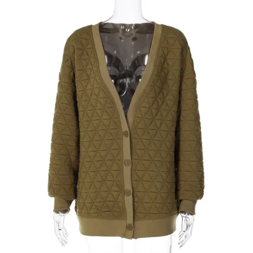 Fashion Casual Cardigan Button Loose Long Sleeve Jacket