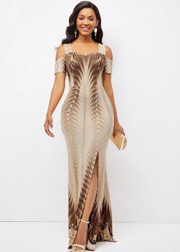 Sexy Fashion Digital Printed Linen Neck Tube Top Dress