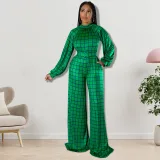 Plus Size Long Sleeve One Piece Straight Leg Pants