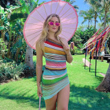 Colorful Printed One Shoulder Sleeveless Slim Fit Hip Dress