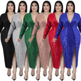 Plus Size Velvet Bottom Sequin Dress