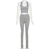 Sexy Low Cut Camisole High Waist Skinny Pants Casual Suit