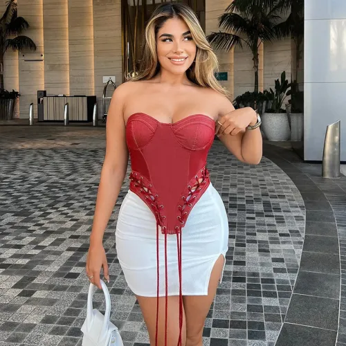One-shoulder sleeveless wrap chest wink strap zip irregular top