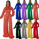 Plus Size Long Sleeve One Piece Straight Leg Pants