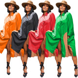 Plus Size Colorblock Loose Doll Sleeve Shirt Lazy Dress