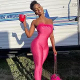 Fashion sexy tight wrap chest jumpsuit trousers