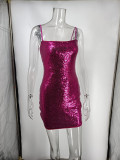 Women's Symphony Sequins Solid Color Sling Sequin Dress Nightclub Sexy Package Hip Skirt