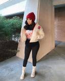Casual English letters hooded warm cotton jacket short coat