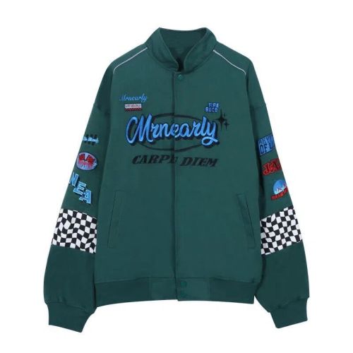 Heavy Industry Embroidery Stand Collar Jacket Men's and Women's Fashion Brand American Pishuai Motorcycle Jacket