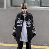 Heavy Industry Embroidery Stand Collar Jacket Men's and Women's Fashion Brand American Pishuai Motorcycle Jacket