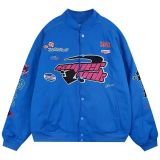 American retro embroidered racing suit ins Trendy baseball uniform for men and women The same Klein blue jacket Couple
