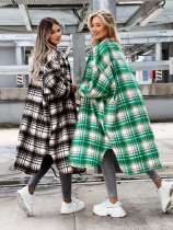 Fashion new style lengthened plaid shirt women's coat