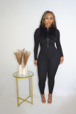 Solid Zip Plush Slim Fit Jumpsuit