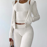 Women's fashion hooded zipper slim casual cardigan coat