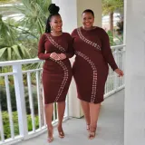 Hollow Lace Fashion Sexy Tight Plus Size Women's Dress