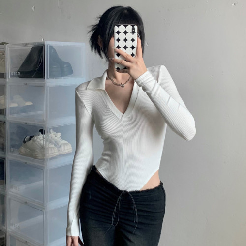 Bottoming Shirt Skinny Sexy Women's Long Sleeve V-Neck Bodysuit