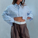 Navel-exposed ultra-short irregular niche design fashion casual polo collar shirt top