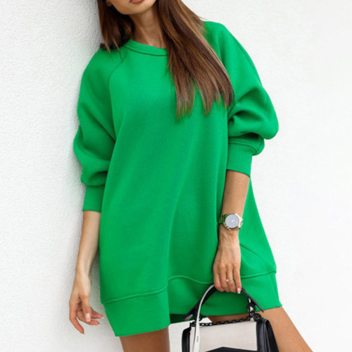 Comfortable and casual autumn and winter solid color round neck long-sleeved sweater