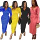 Sexy Slim Irregular Deep V Long Sleeve Dress