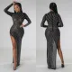 Sexy Mesh Scalded Long Sleeve Irregular Dress