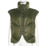 Fashion stand collar sleeveless vest loose cotton coat