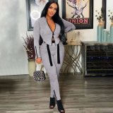Women's autumn and winter new suit High elastic characteristic zipper fashion strap two-piece set