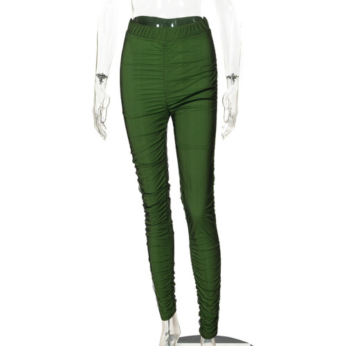 Fashion mesh patchwork double-layer tight bottomed casual trousers