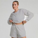 Women's fashionable sweater suit fashion letter offset high-grade cotton 2-piece set