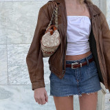 Women's retro casual street handsome solid loose leather jacket jacket jacket
