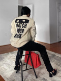LETTERPRINT CASUAL JACKET STAND COLLAR BOMBER