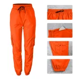 Solid casual pants with leg retracting neutral overalls