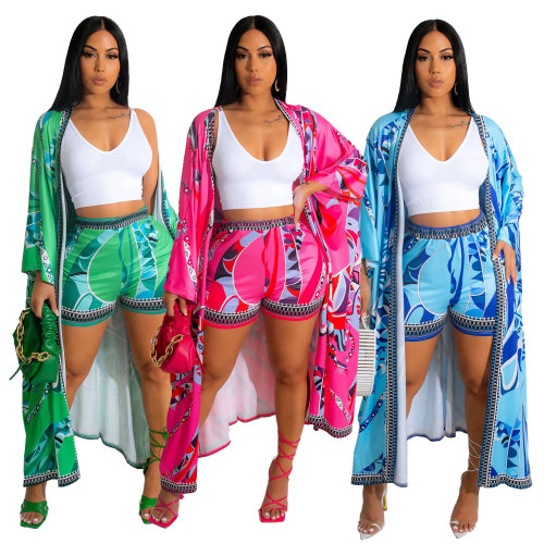 Two piece jacket and shorts with positioning printing