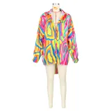 Fashion printed front short back long reflective shirt dress