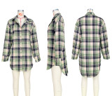 Fashion comfortable cotton plaid coat shirt dress