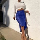 Sexy split mid length slim strappy skirt