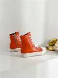 Orange thick soled high top shoes Candy colored student shoes lace up lovers' casual shoes
