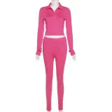Sexy perspective thread long sleeve top high waist hip wrap slim suit