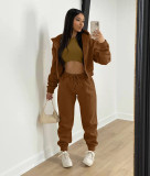 Hooded sports and leisure suit with fleece sweater (three-piece suit)