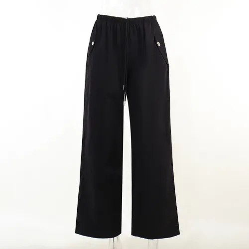 Knitted lace loose straight overalls Autumn women's large women's wide leg casual pants