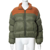 Tidal color contrast cotton jacket short women's flight jacket