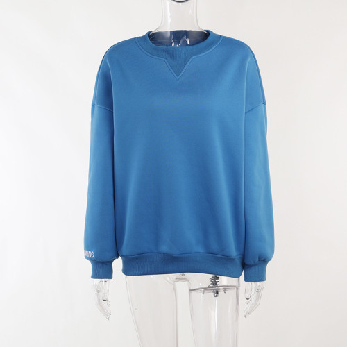 Loose Versatile Sweater Casual Commuter Loose Thread Collar Print Autumn Fashion New Top