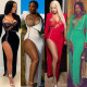 Women's fashion sexy nightclub celebrity irregular long sleeve dress
